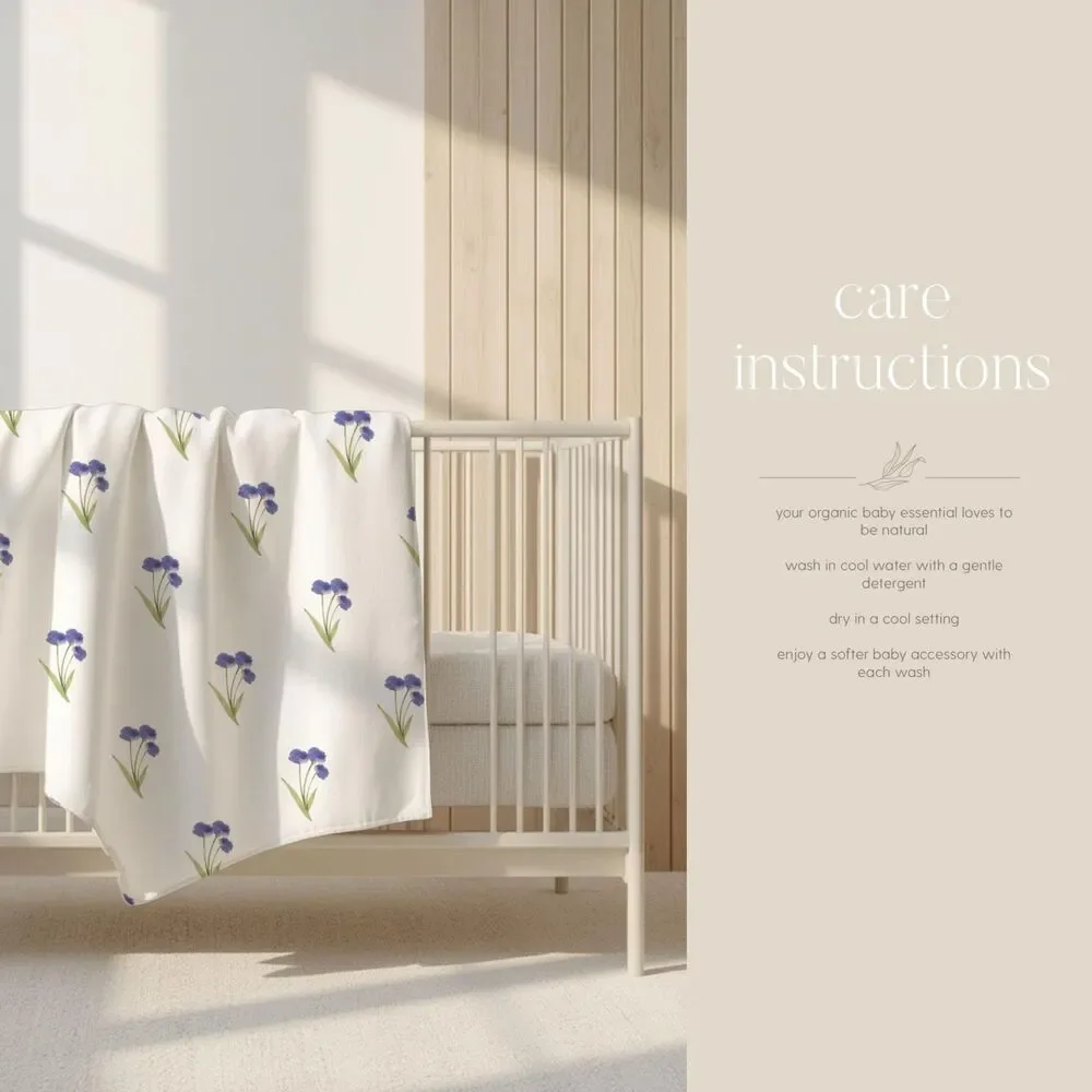 Organic Baby Blanket | Watercolor Birth Month Flower February Violet Shower Gift